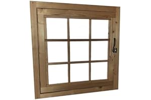 HOME IDEA ITALIA Home Idea Finestra in legno per casetta mis 81 x 81 cm con apertura laterale, Senza Plexiglass
