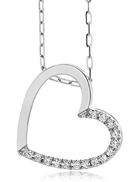 Miore Damen-Halskette mit Herzanhnger 925 Sterling Silber und Brillant 0.10ct 45cm