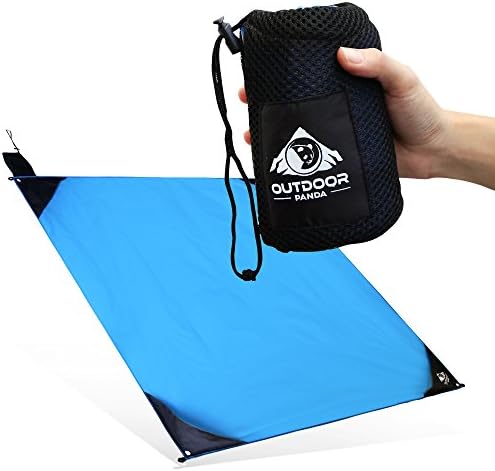 New 200x145 cm XXL Pocket Outdoor Panda® Large Ultralight Camping Picnic/Beach Blanket Waterproof Nylon Blanket with Folded Compact in Blue – Perfect For Hiking And Trekking