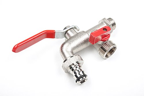 derClou24 Doppel-Kugelauslaufventil Auslaufhahn mit zweitem Abgang Messing matt verchromt, 6825132013 - 4