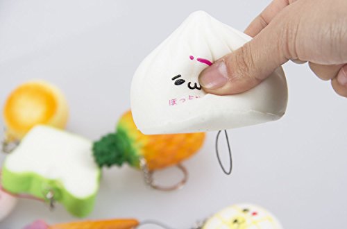 VWH Random 10 Stück Squishy Creme Duftend Langsam Steigende Kawaii Simulation Brot Kinder Spielzeug Jumbo Medium Mini Soft Squishy Kuchen, Panda, Brot, Brötchen Telefon Straps (10P Donuts) - 3