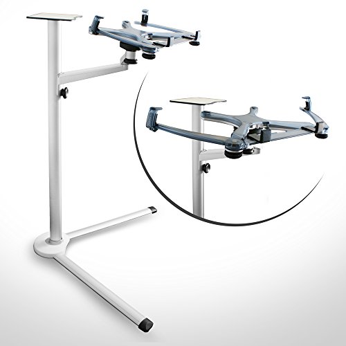 System-S Bodenständer verstellbare Halterung Universal Boden Stativ Fuß Ständer Arm (360° Rotation) Messe Präsentations Ständer für Notebook Laptop Tablet und Smartphone - 4