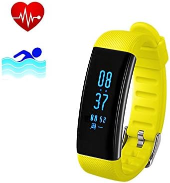 Smart Bracelet Fitness Tracker, Blood Pressure Activity Tracker Sports Pedometer Wristband Sleep Monitor IP68 Waterproof Smartwatch for Most Android and iOS Smart Phones iPhone Samsung Galaxy Huawei, LG, Sony and etc (Yellow)