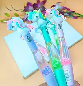 Tera13 Unicorn Glitter Pen led Pen Water Light Pen for Kids Girls Cartoon Stylish Pen Return Gift Birthday Party (Water Glitter led Pen 1 Piece)