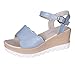 Produktbild Clacce Damen Sandalen Wildleder Badesandale Sommer Schnalle Wedge Absätze Peep Toe Römersandalen Mode Boho Strandschuhe Keilabsatz Geflochtene Sandalen