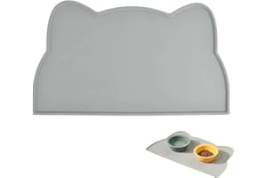 Aililong Base de alimentación para gatos – Alfombrilla de silicona para alimentos para animales, antideslizante, para gatos y perros, alfombrilla impermeable para alimentos para gatos, 44 x 24 cm
