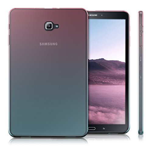 kwmobile Hülle für Samsung Galaxy Tab A 10.1 (2016) T580N / T585N – Case Handy Schutzhülle TPU Silikon für Tablet – Backcover Cover klar Pink Blau Transparent - 5