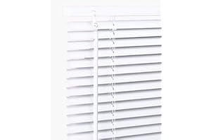 FUNKY GADGETS PVC Window Venetian Blind Blinds Easy Fit Curtains Trimmable Fittings Windows Treatment Privacy Shutters Twist Open Close (White-PVC, 60x150)
