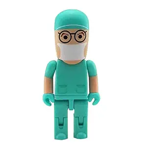 Aneew Novelty 16GB Green Hat Man Doctor Surgeon Robot USB Flash Drive Memory Stick Thumb Pendrive