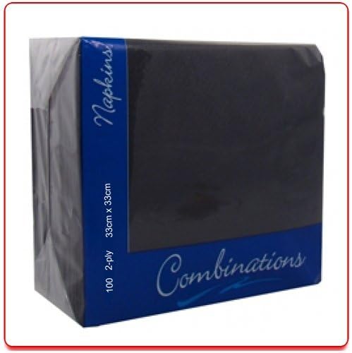 100 Black 2Ply Paper Napkins Serviettes Tissues 33cm Party Tableware Catering