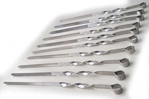 Edelstahl Schaschlikspiesse 50cm / 2mm Stärke / 1,5cm Breite / EXTRA STARK / Schampura Grillspiesse Fleischspiesse auch für Mangal (24 Stück)