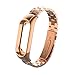 Price comparison product image YUYOUG For Xiaomi Mi Band 3 Fashion Stainless Steel Luxury Wrist Strap Metal Wristband Adjustable Replacement Sports Strap Bracelet (Rose Gold)