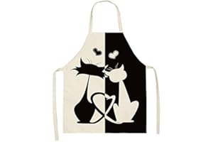 ShopINess Delantales de Cocina Gato para Adultos y Niños para Cocinar en Familia Barbacoas Fiestas Idea Regalo Gato