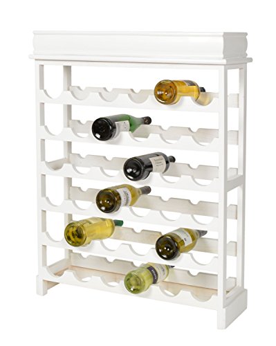 ts-ideen Weinregal Weiß für 36 Flaschen Flaschenregal weißes Holz Wein Regal Board - 5
