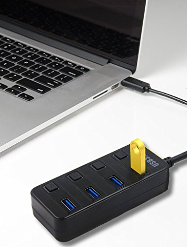 GIM USB 3.0 4-Port Mini Hub Extra Superspeed Verteiler Plug & Play für PC Notebook Laptop Netbook Computer Windows MAC bis 5Gbps Datentransfer - 3