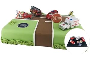 Cake Company Tortendekoration Rettungsfahrzeuge mit vier verschiedenen Rettungsfahrzeugen | Tortendeko Kindergeburstag und Geburtstag