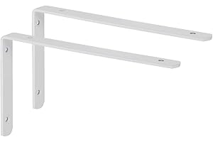 SAYAYO Equerre Etagere Murale de Fixation Flottante, Support Etagère Murale de 90 Degrés en Acier Inoxydable pour Bibliotèque Salon Chambre, Forme en L, 2 Pcs 250 x 150MM Blanc, EJ5218W-2P
