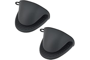 CAM2 Presine in silicone per pentola a forma di fornello, mini mitt da cucina, soluzione resistente al calore, 2 pezzi (nero)