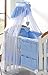 Luxury Baby Cot Canopy / Net 480, 320cm & Clamp Rod / Holder / Stand (Small 320cm, Blue / White)