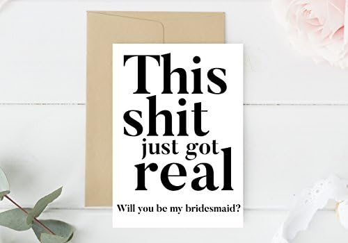 Sweary Bridesmaid Proposal Card, Will You Be My Bridesmaid, Will You Be My Bridesmaid Card, Multi Pack Available, 7 Inches x 5 Inches Card and Envelope