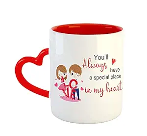 Sawardawalas oull Always Have a Special Place in My Heart Coffee Mug - Best Gift for Wife, Husband, Girlfriend, Boyfriend on Valentines Day, Birthday, Anniversary - Heart Handle Red Mug (Design-13)