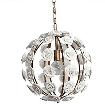 Ceramic Rose Pendant Light Iron Craft Ceiling Lamp High Grade Iron and High Temperature Resistant Ceramic E14 1/3 Heads CL-1