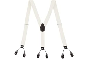 KLONKEE Men's Split Button Braces Y Shape Trimmed Button End Tuxedo Adjustable Straps Elastic Suspenders - 3.5 cm wide