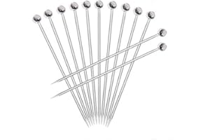 FOOLS ALIBAI Cocktailspieße aus Edelstahl, Martini-Glas-Plektren, Cocktail-Appetizer, Zahnstocher, Partyzubehör, 12 Stück 107MM silberfarben