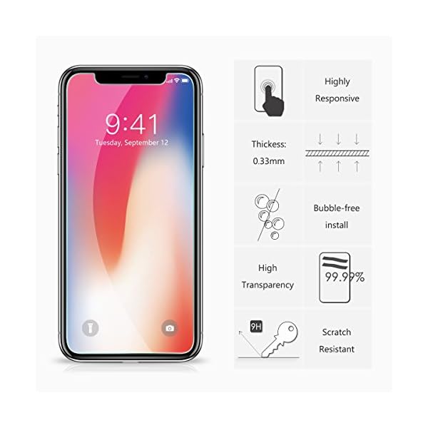 NEW'C 2 Unidades, Protector de Pantalla para iPhone 11 Pro y iPhone X y iPhone XS, Antiarañazos, Antihuellas, Sin… - Image 4