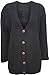 Womens Cable Knitted Button Cardigan Long Sleeve Ladies Boyfriend Top - Black - 8/10