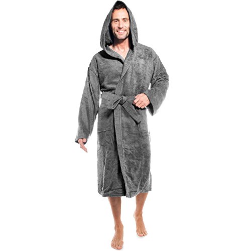 Frottee Bademantel für Damen u. Herren mit Kapuze, Baumwolle Saunamantel von aqua-textil Serie Föhr Morgenmantel - 3
