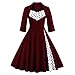 Produktbild Hansee Charming Damen Vintage Style Rockabilly Abend Prom Swing Dreiviertel-Kleid (L, Wein)