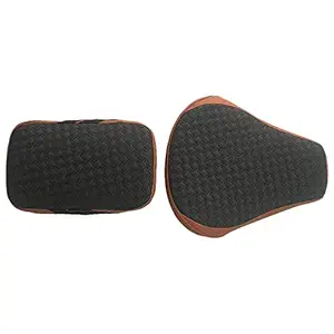 Elegant Leather Rodeo Luxury Twin Bike Seat Cover for Royal Enfield Bullet Classic 500 (Tan with Black Top)