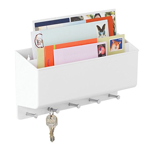 Interdesign 38132EU Linus Wandmontierte Postablage und Schlüsselleiste, Küche, Eingang, Flur, Unterteilt, weiß - 3