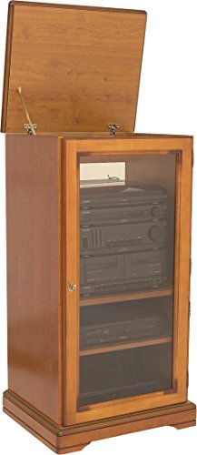 ACTUAL DIFFUSION Alsace Meuble Rangement HiFi Dessus Relevable plaqué Merisier, Bois, 46,5x57x106,5 cm