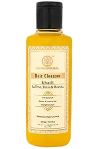 KHADI NATURAL Saffron, Tulsi and Reetha Hair Cleanser (Shampoo), 210ml