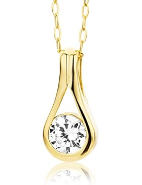 Miore Damen-Halskette 9 Karat 375 Gelbgold Tropfen Zirkonia 45cm