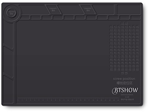 BTSHOW Magnetishce Lötunterlage/Silikonmatte Hitzebeständige Lötmatte Reparaturmatte/Hitzeschutmatte/Projektmatte von Lötkolben, Heißluftgebläse für Lötstation, Smartphone, Computer Reparatur, Silikon Anti-Rutsch Arbeitsunterlage Magnetic Project Mat, Geschenk für Techie 35x25CM - 6