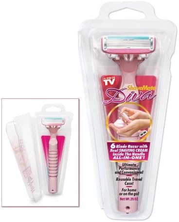 ShaveMateDiva - 6 Blade Razor With Real Shaving Cream Inside The Handle ALL-IN-ONE For Women