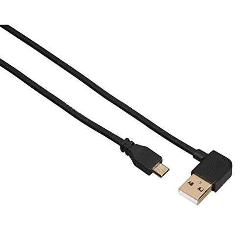 Hama USB-Ladekabel (USB-A-Stecker, 90° - microUSB-Stecker, 0,5 m) schwarz
