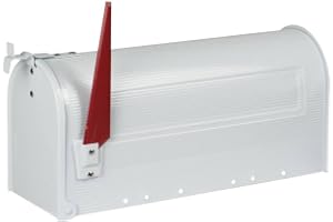 BURG-WÄCHTER Amerikansk brevlåda, U.S. Mailbox med vridbar flagga utan namnskylt, Stål, US-Box 891 W, Vit (liknar RAL 9016)