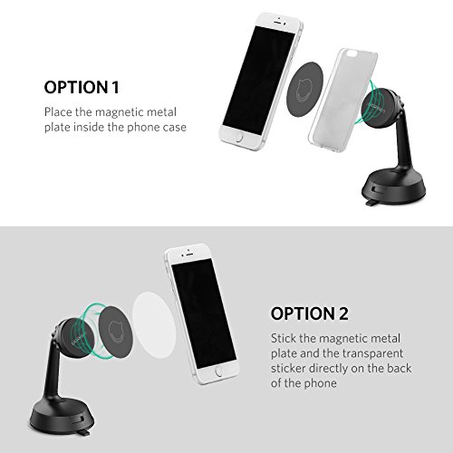 UGREEN Porta Cellulare Magnetico Universale con Ventosa, Supporto Auto Per Parabrezza Cruscotto, Supporto Magnetico Cellulare per GPS, iPhone X/ iPhone 8/ 8 Plus, Samsung Galaxy S8 / S8 Plus, ecc.