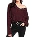 Produktbild MEIbax Damen V-Ausschnitt Langarm Spitze Gestrickte Pullover lose Sweatshirt Jumper Elegant Strickpullover Shirt Oberteile