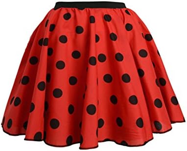 Childrens Polka Dot Skirt Rock n Roll 50's/ 60's Style 16 different colours 12" length (10-12 (waist 12 inch), Red and black spot)