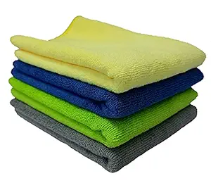 SOBBY Microfiber Cloth for Car Cleaning, Detailing & Polishing - 4N, 40 cm X 40 cm, Muticolor