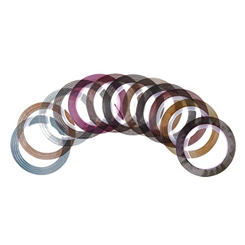 Nail Art - SODIAL(R) Mixed 12 Color Nail Art Tips Nail Tape Trim Line Striping Rolls Sticker NEW