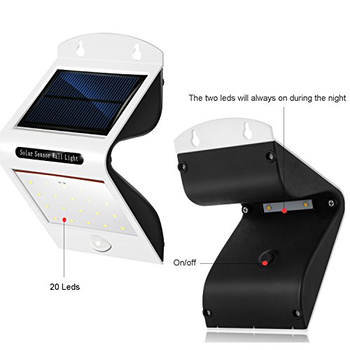 PUNICOK Solarleuchten LED 6500K Solarlampe Sicherheits mit bewegungsmelder solarleuchten garten led Außenwandleuchten solarlicht für Haus Zaun Garten Garage Schuppen Licht IP65 Wasserdichte - 6