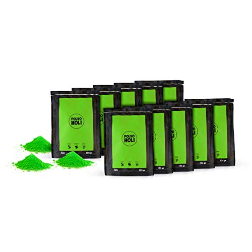 Pacco con 10 sacchetti di Holi Powder da 100g (Verde)