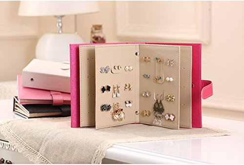 Anokay Schmuckbox Edel Schmuckhalter Aufhängen Ohrringhalter Ständer Schmuckständer Ohrhänger Modern schmuckkasten PINK Schmuckaufbewahrung Kästchen Leder - 7