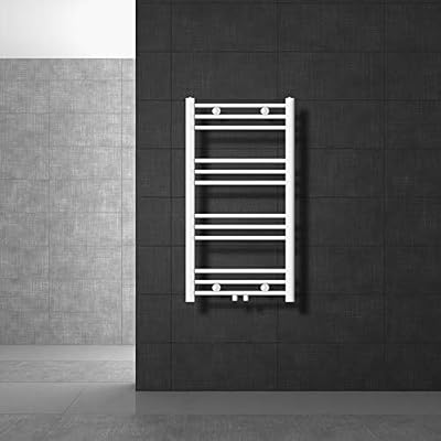 ECD Germany Radiateur Design Droit Radiateur Sèche Serviette Porte Serviette Mural 500 x 800 mm Blanc avec Raccordement Central